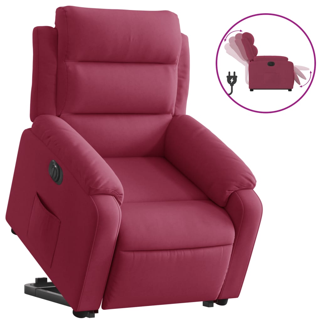 Fauteuil inclinable électrique rouge bordeaux velours - XIOS