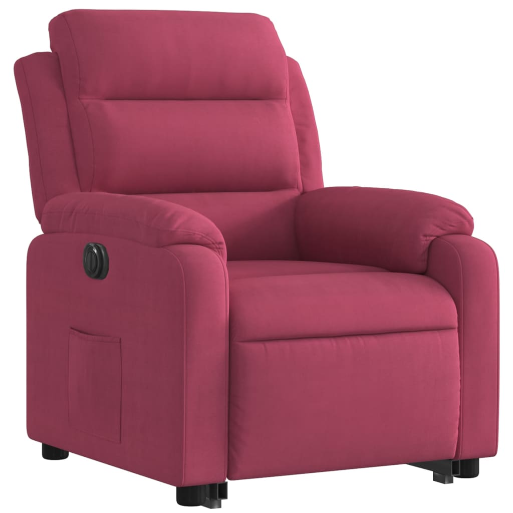 Fauteuil inclinable électrique rouge bordeaux velours - XIOS