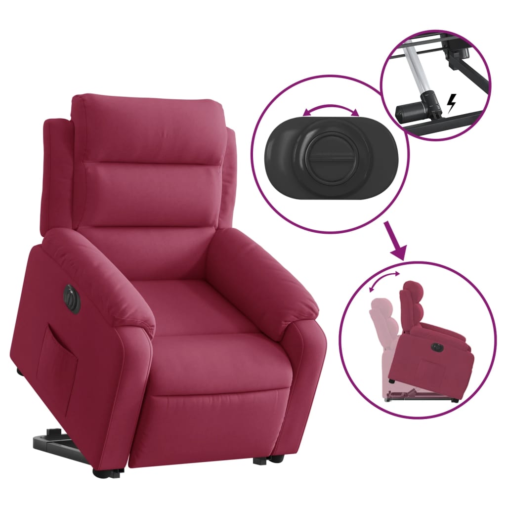 Fauteuil inclinable électrique rouge bordeaux velours - XIOS