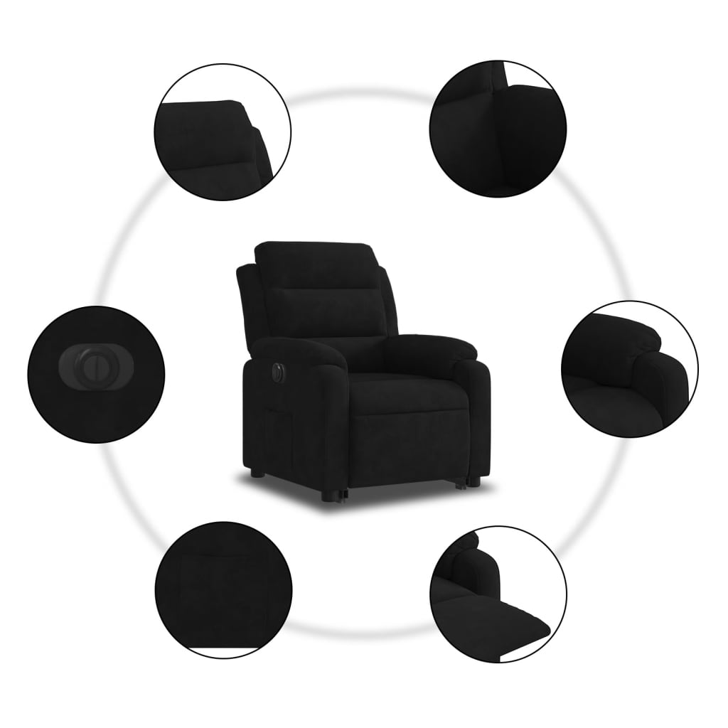 Fauteuil inclinable électrique noir velours - XIOS