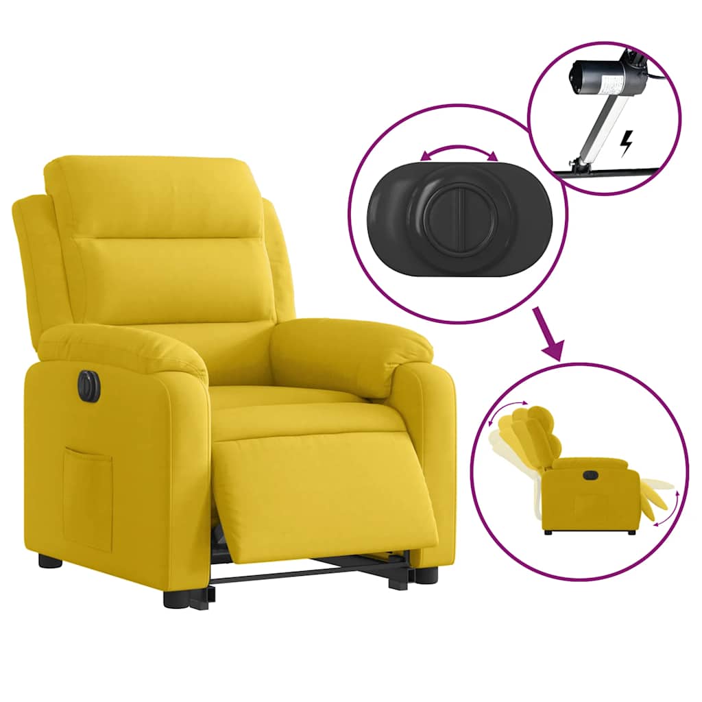 Fauteuil inclinable électrique jaune Velours