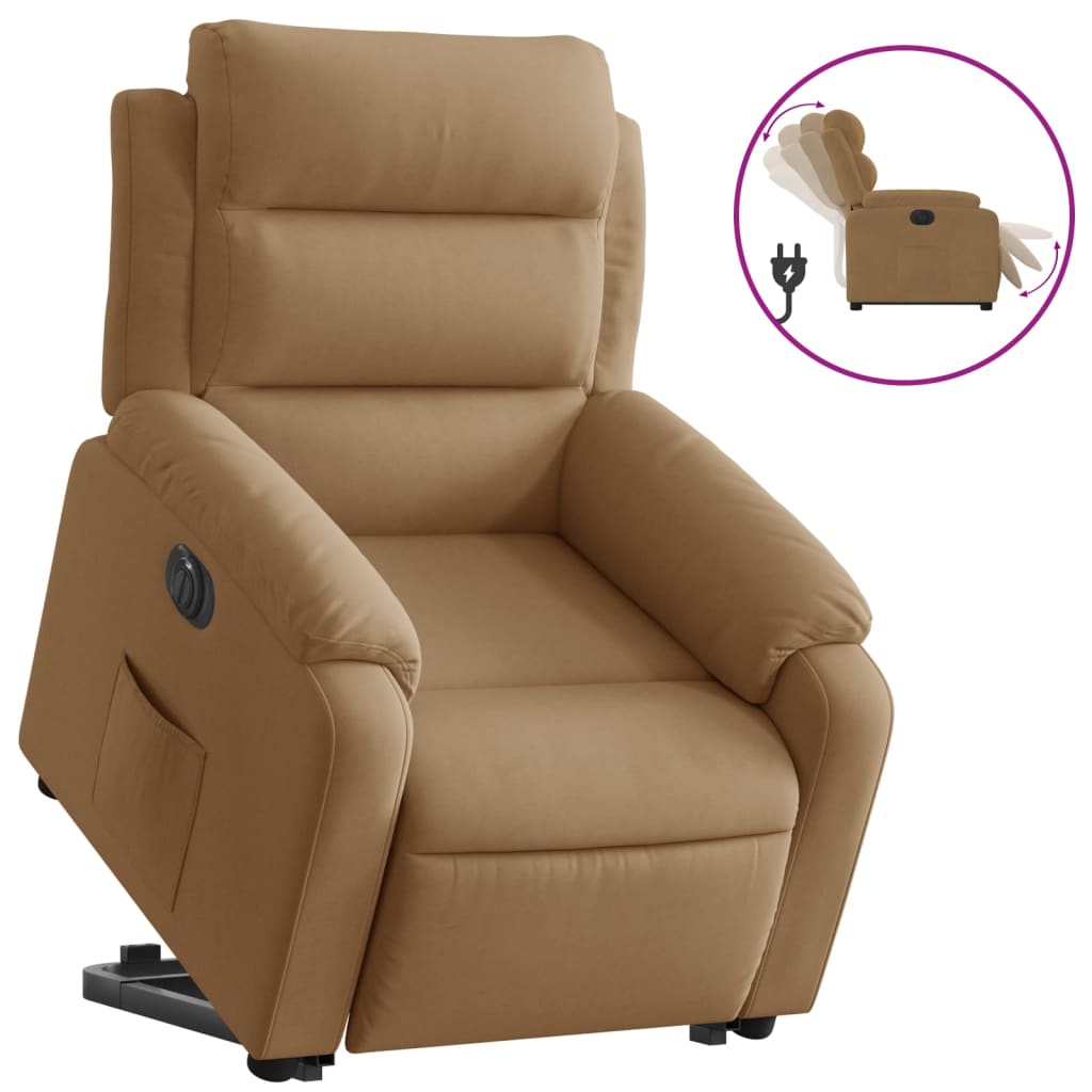Fauteuil inclinable électrique marron velours