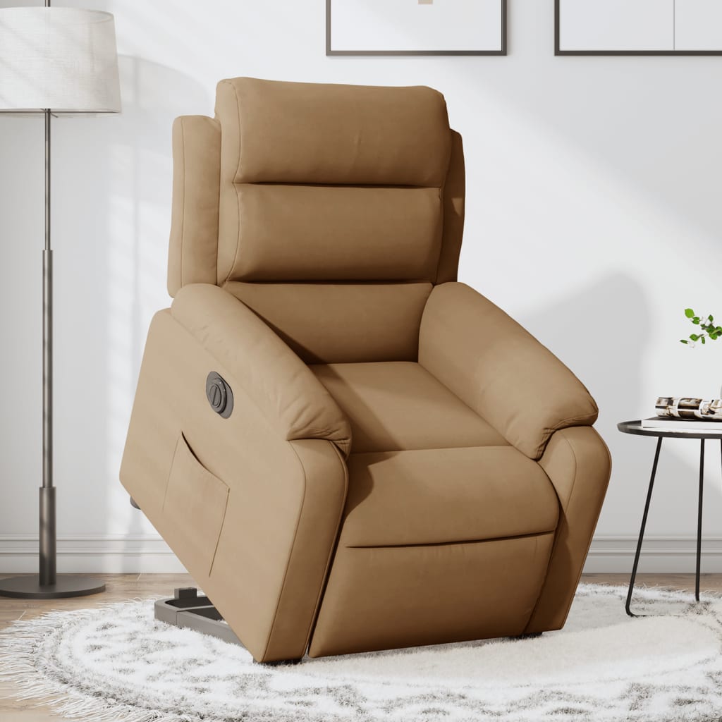 Fauteuil inclinable électrique marron velours