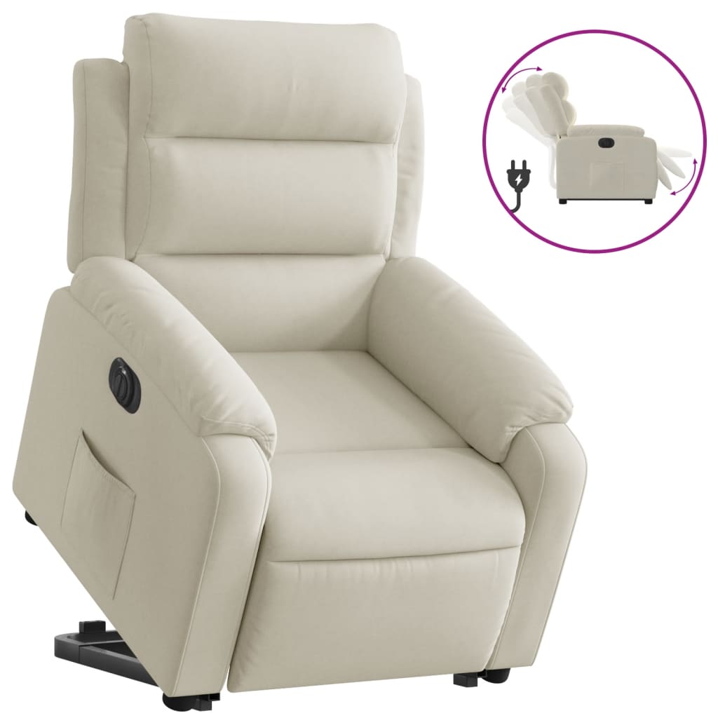 Fauteuil inclinable électrique crème velours - XIOS