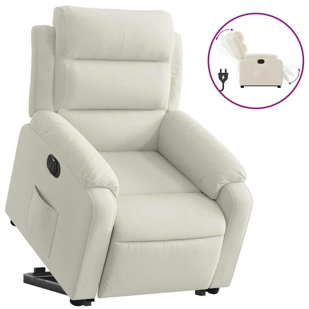 Fauteuil inclinable électrique crème velours - XIOS