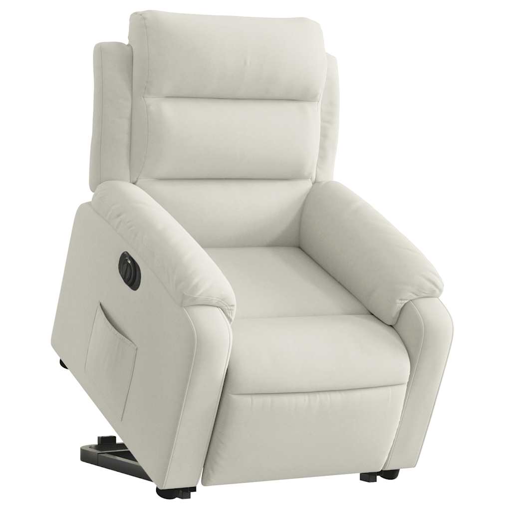 Fauteuil inclinable électrique crème velours