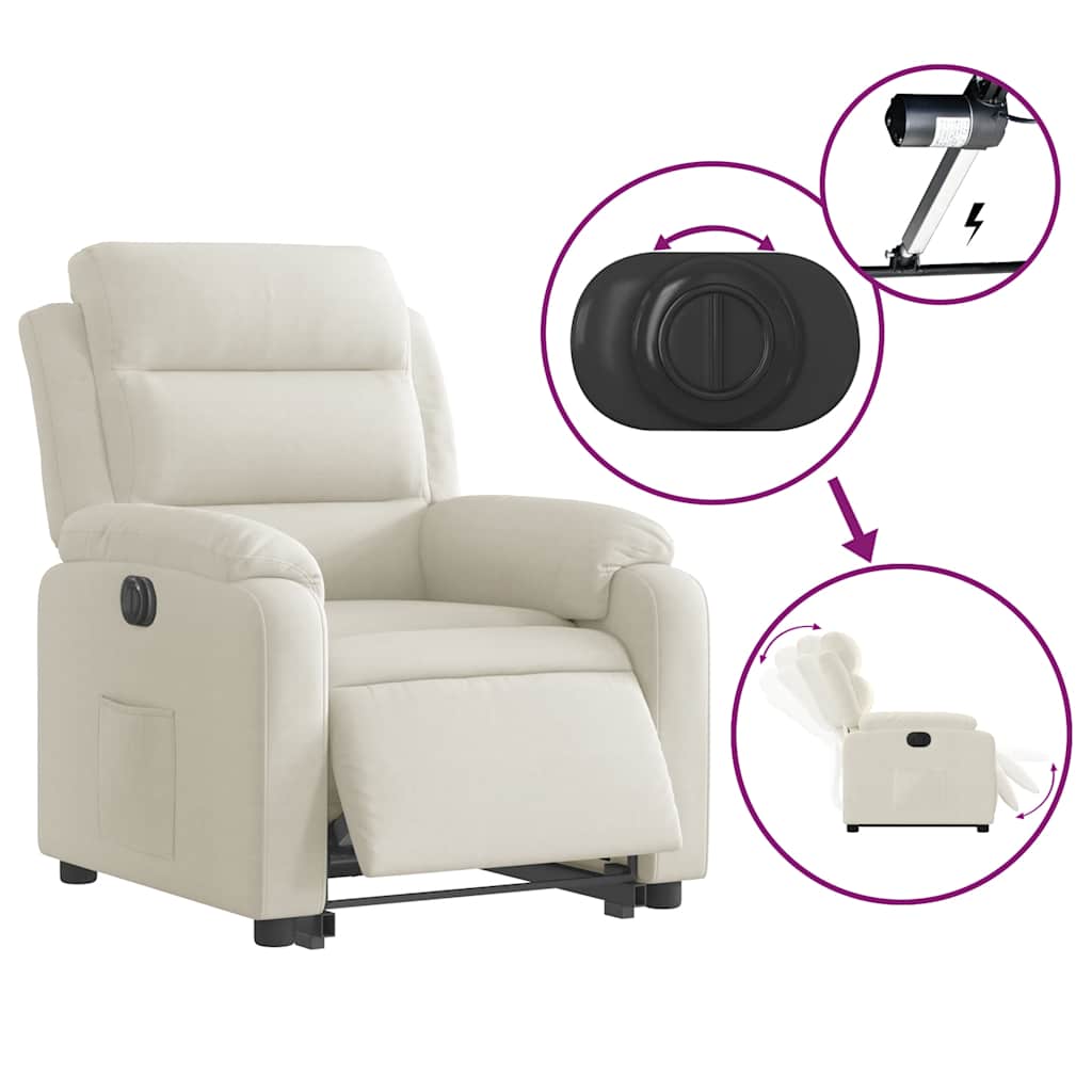 Fauteuil inclinable électrique crème velours - XIOS