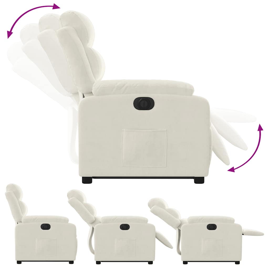 Fauteuil inclinable électrique crème velours - XIOS