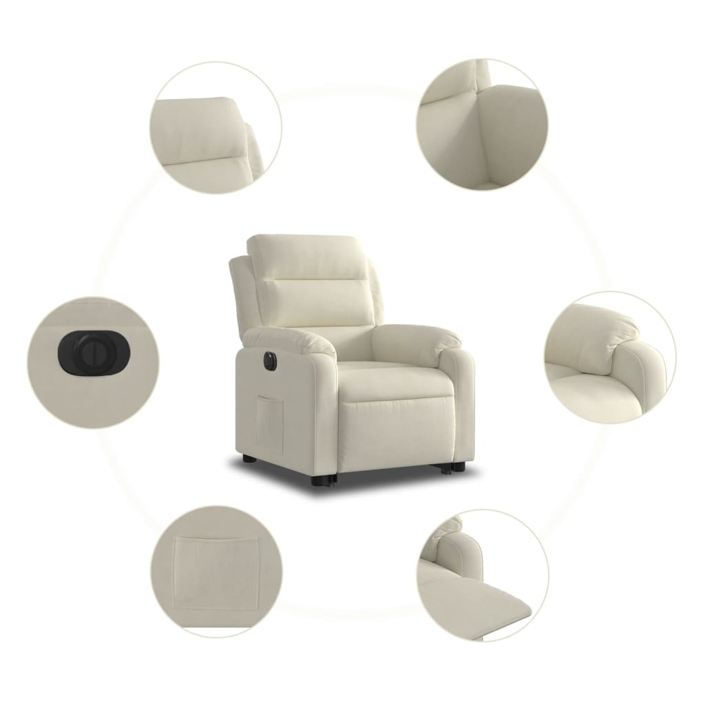 Fauteuil inclinable électrique crème velours - XIOS