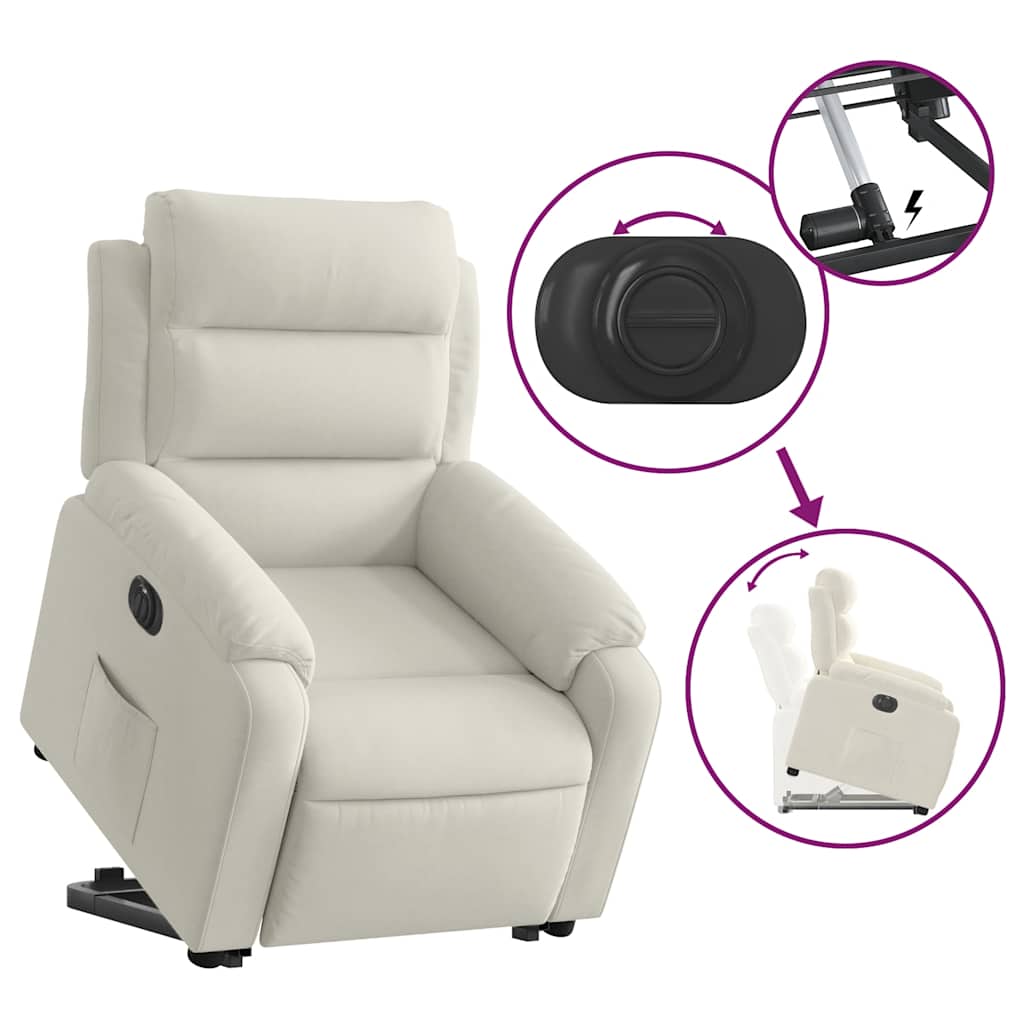 Fauteuil inclinable électrique crème velours - XIOS