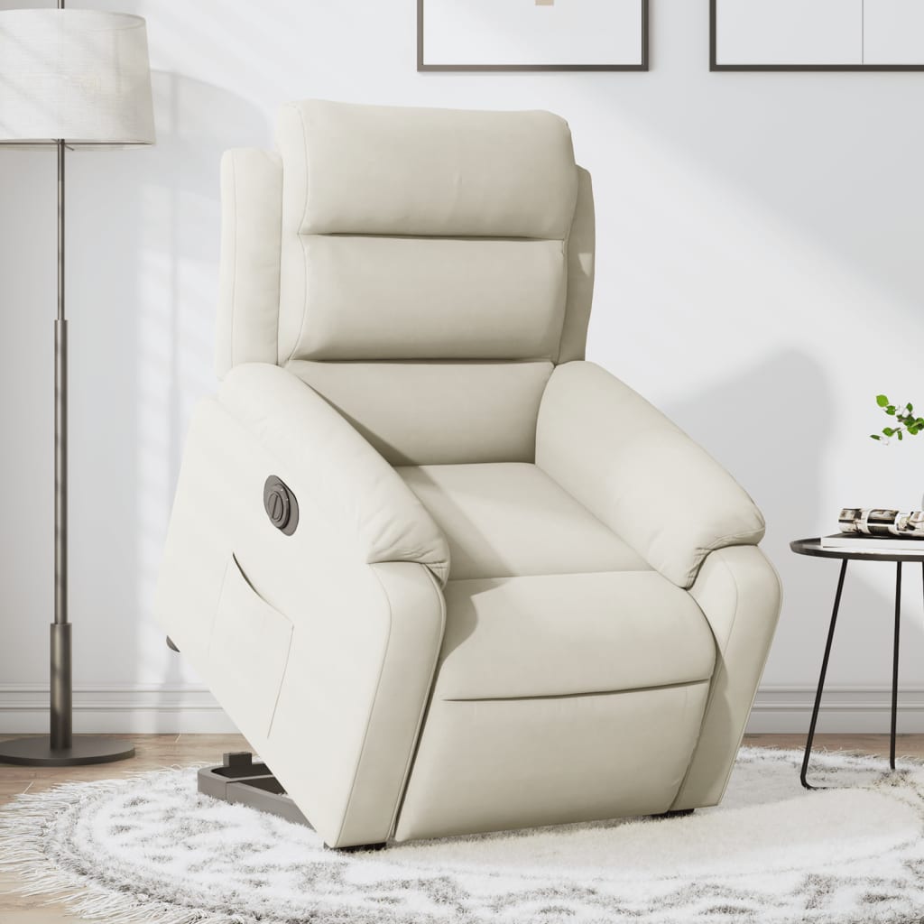 Fauteuil inclinable électrique crème velours - XIOS