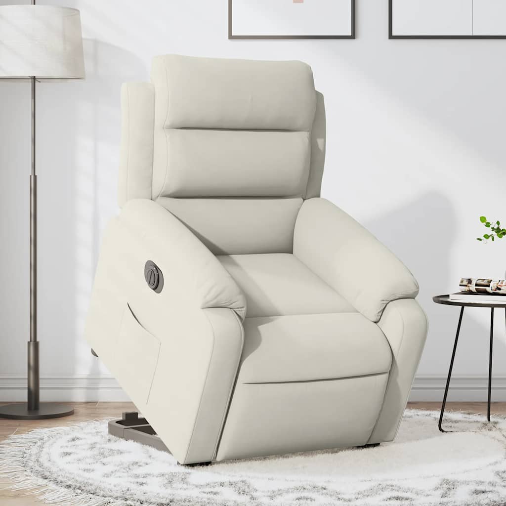 Fauteuil inclinable électrique crème velours - XIOS