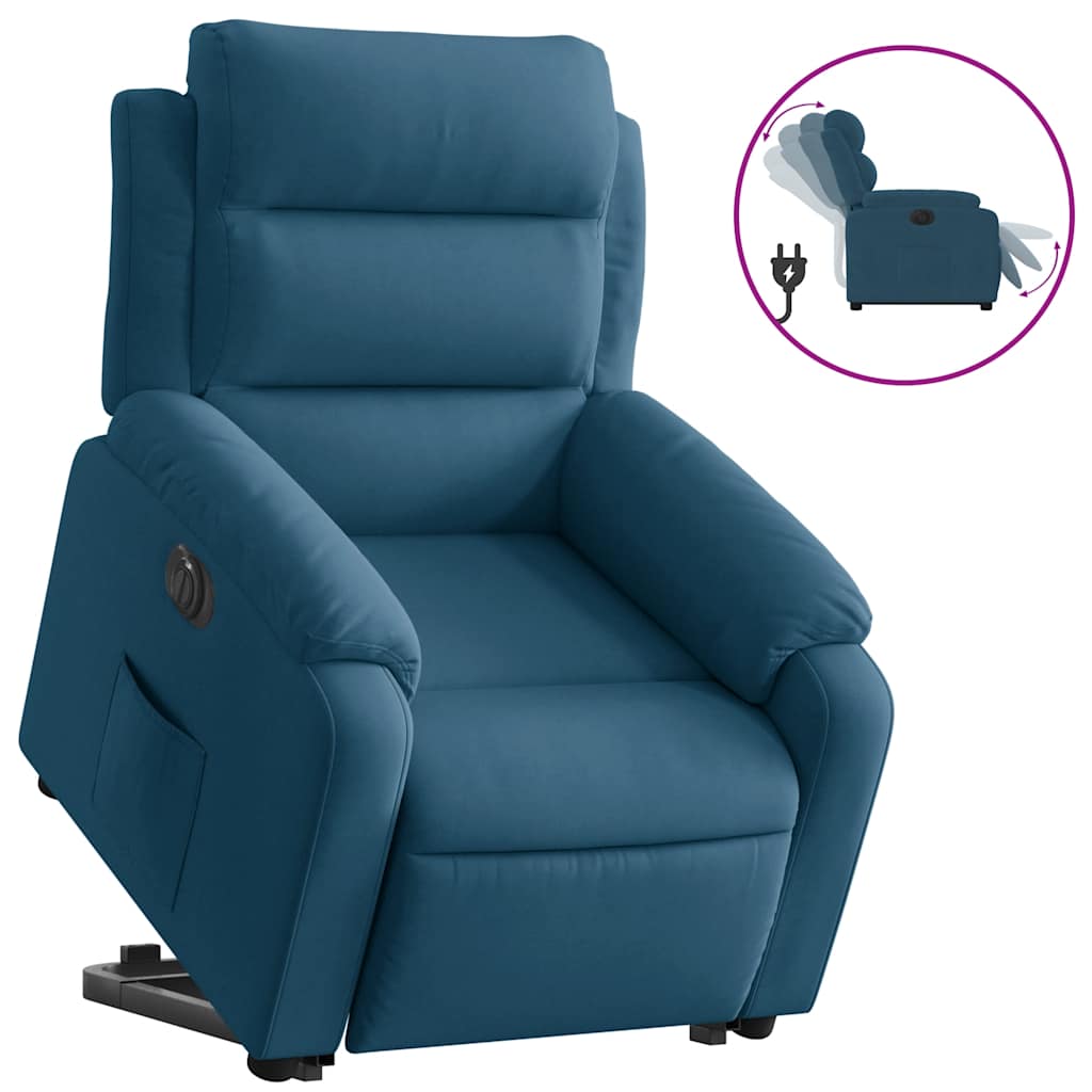 Fauteuil inclinable électrique bleu velours - XIOS