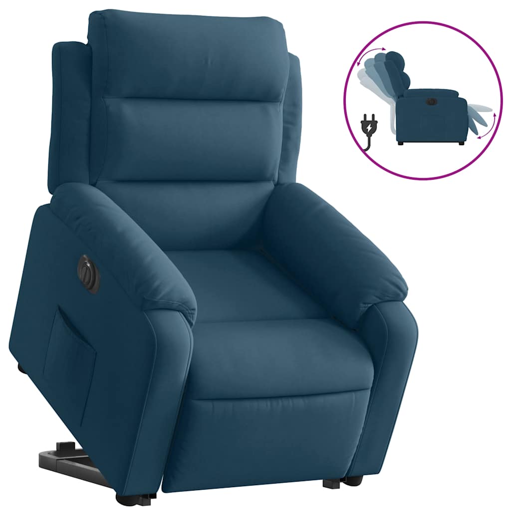 Fauteuil inclinable électrique bleu velours - XIOS