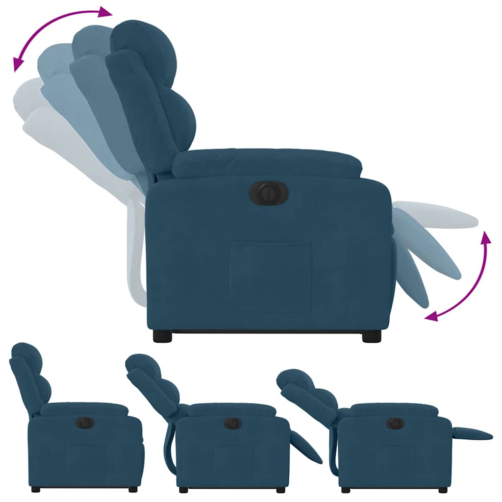 Fauteuil inclinable électrique bleu velours - XIOS
