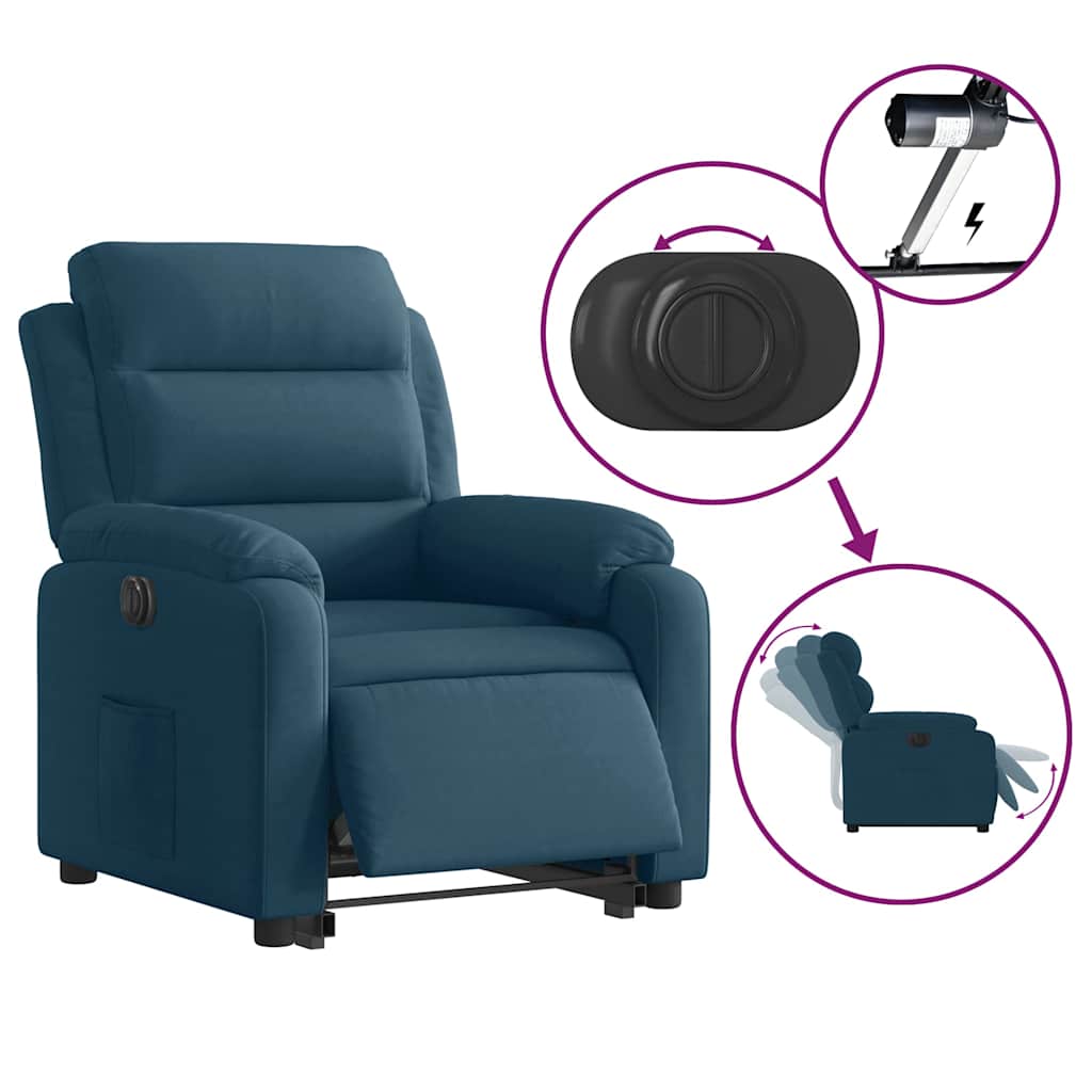 Fauteuil inclinable électrique bleu velours - XIOS