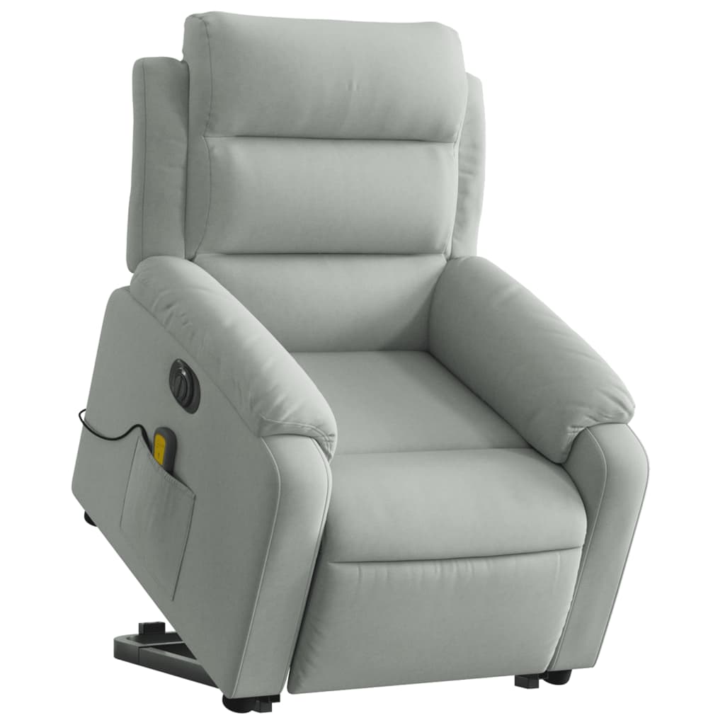 Fauteuil inclinable de massage électrique gris clair velours - XIOS
