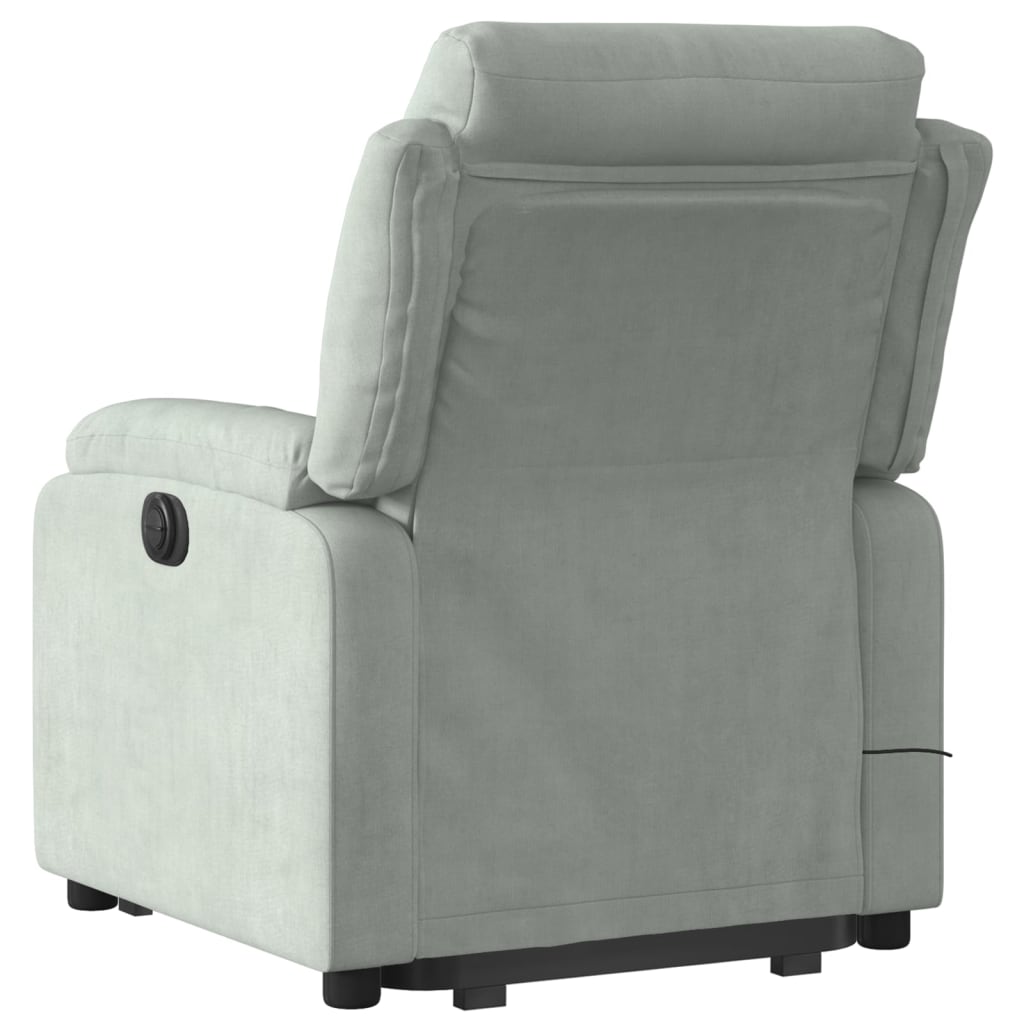 Fauteuil inclinable de massage électrique gris clair velours - XIOS