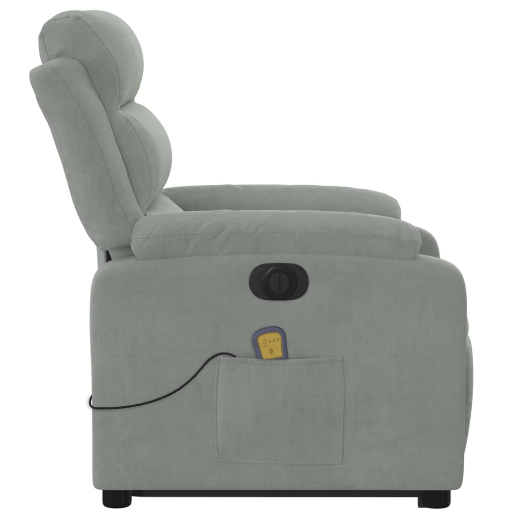 Fauteuil inclinable de massage électrique gris clair velours - XIOS