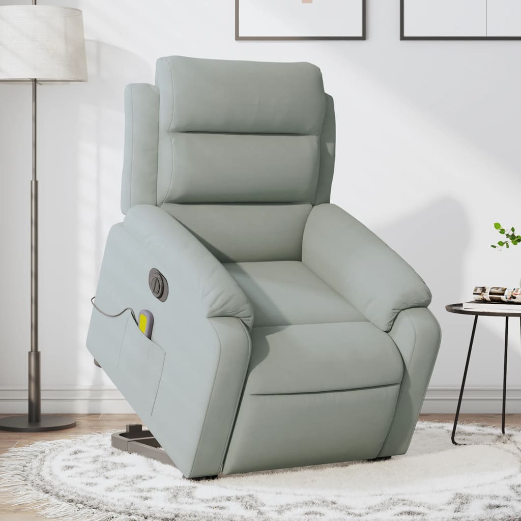 Fauteuil inclinable de massage électrique gris clair velours - XIOS