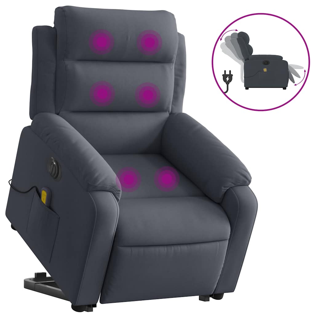 Fauteuil inclinable de massage électrique gris foncé velours - XIOS