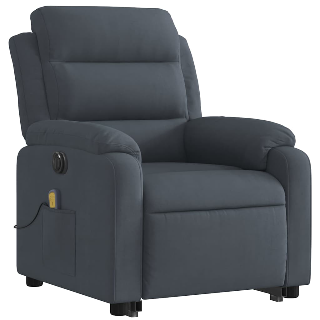 Fauteuil inclinable de massage électrique gris foncé velours - XIOS