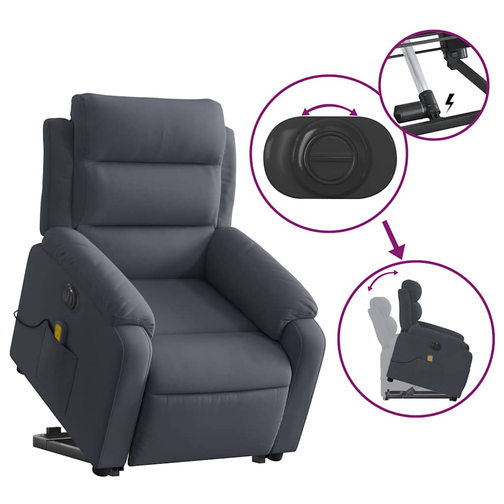 Fauteuil inclinable de massage électrique gris foncé velours - XIOS
