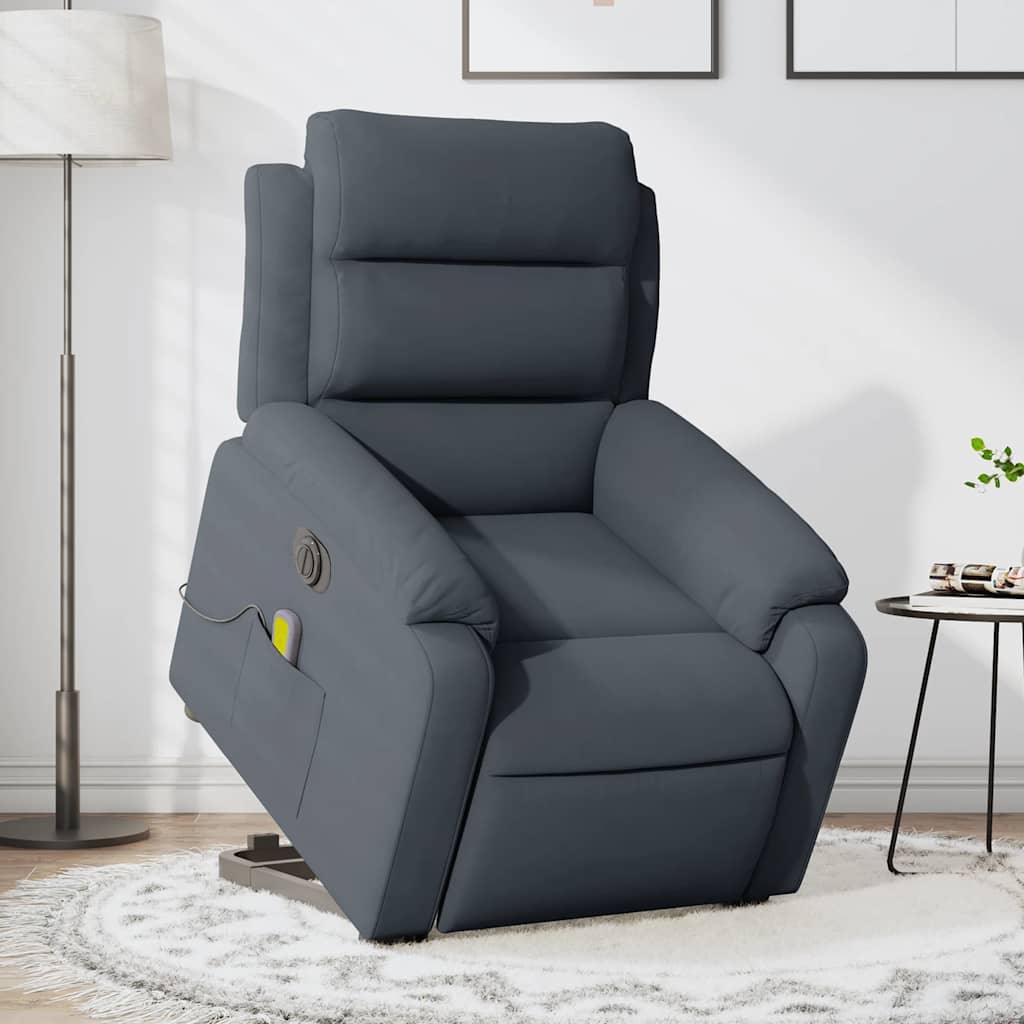 Fauteuil inclinable de massage électrique gris foncé velours - XIOS