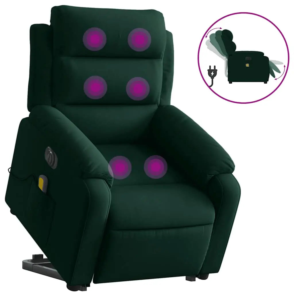 Fauteuil inclinable de massage électrique vert foncé velours - XIOS