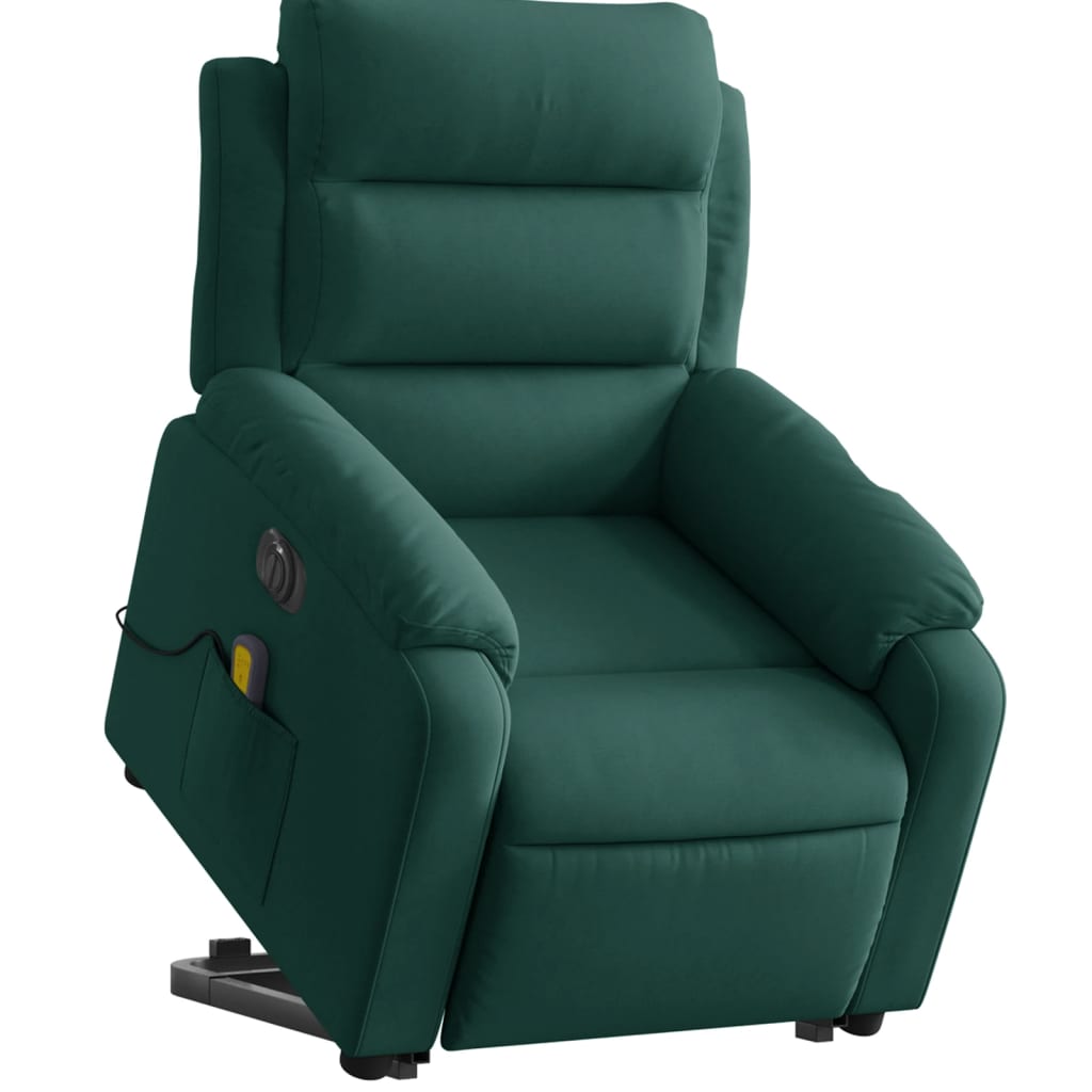 Fauteuil inclinable de massage électrique vert foncé velours - XIOS