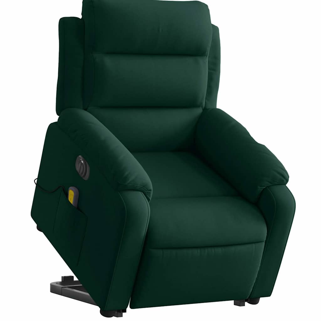 Fauteuil inclinable de massage électrique vert foncé velours - XIOS