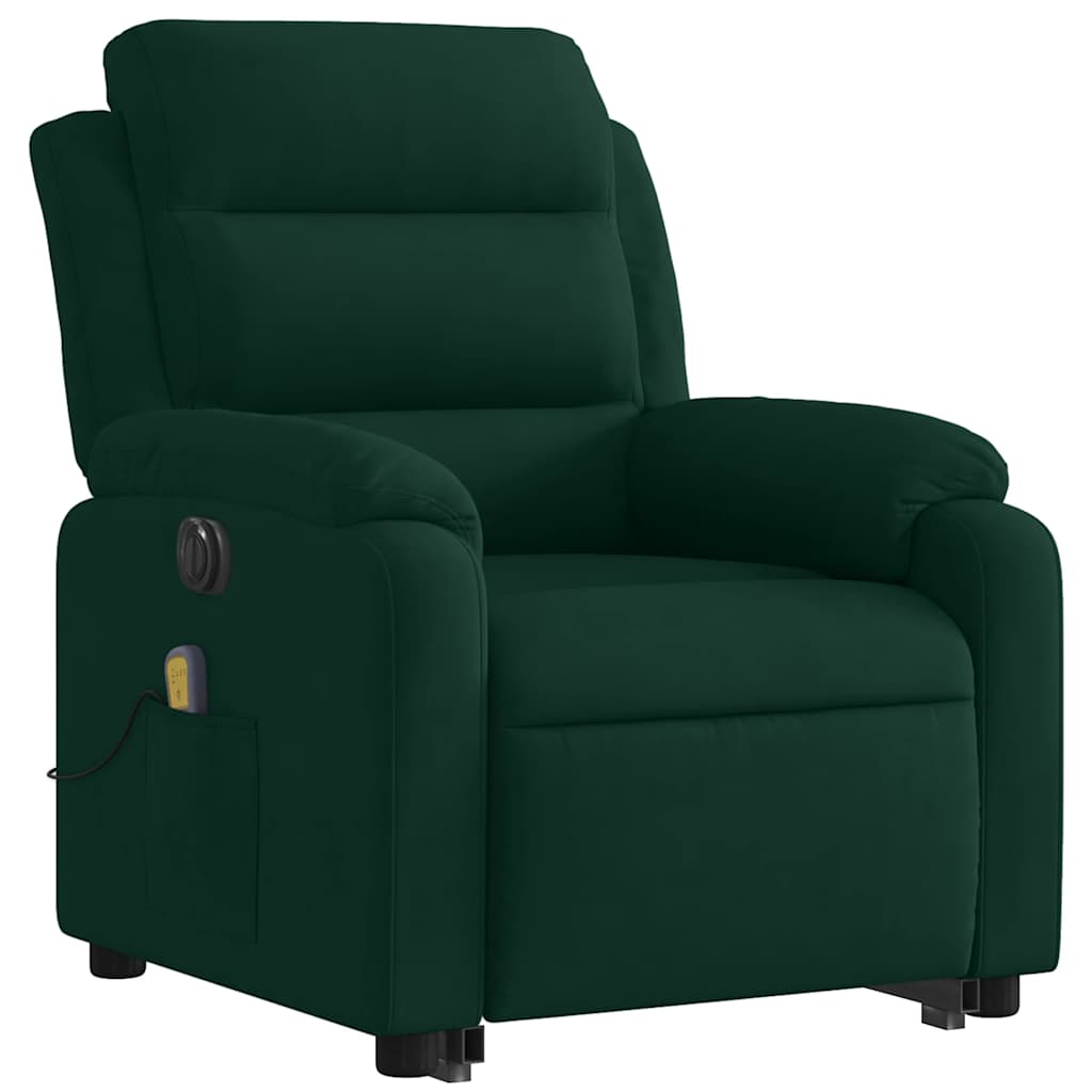 Fauteuil inclinable de massage électrique vert foncé velours - XIOS