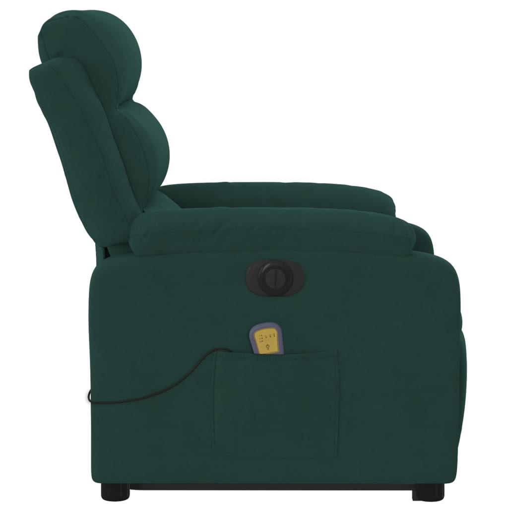 Fauteuil inclinable de massage électrique vert foncé velours - XIOS