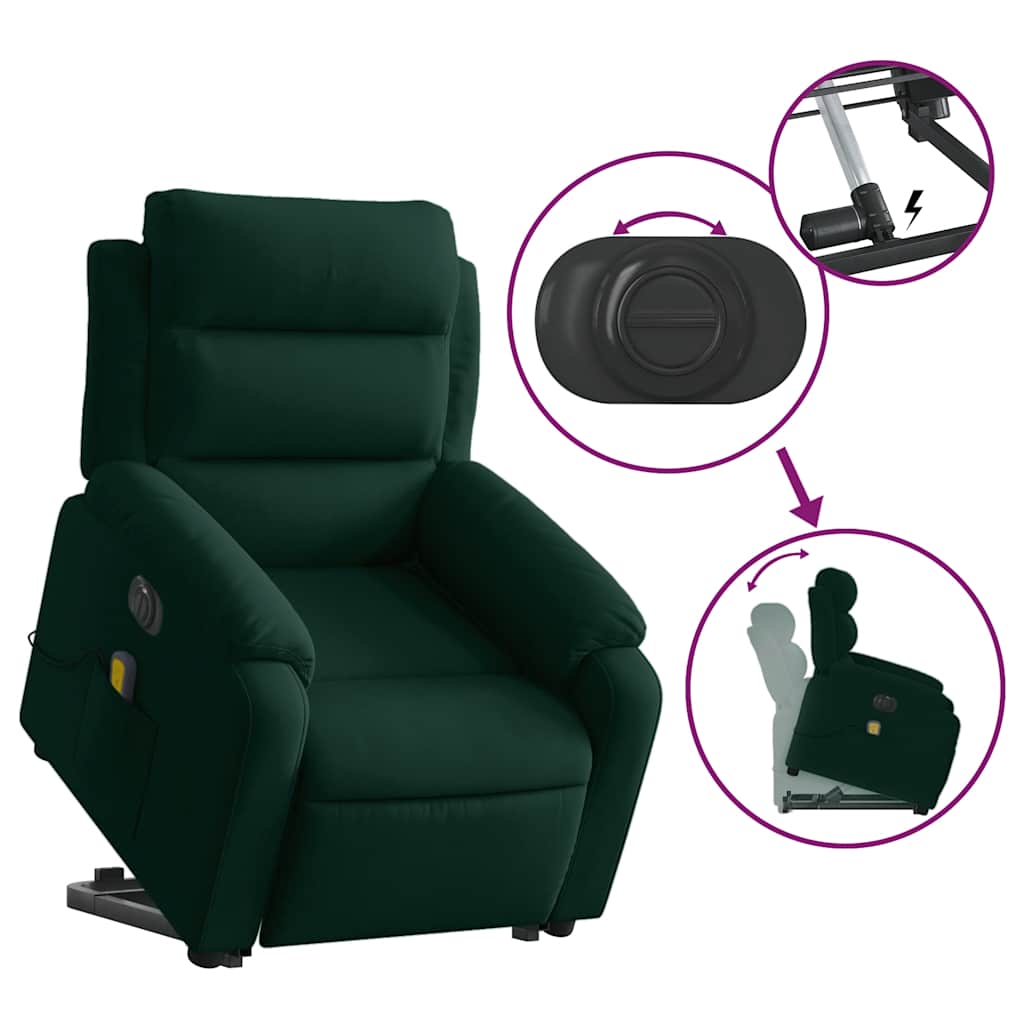 Fauteuil inclinable de massage électrique vert foncé velours - XIOS