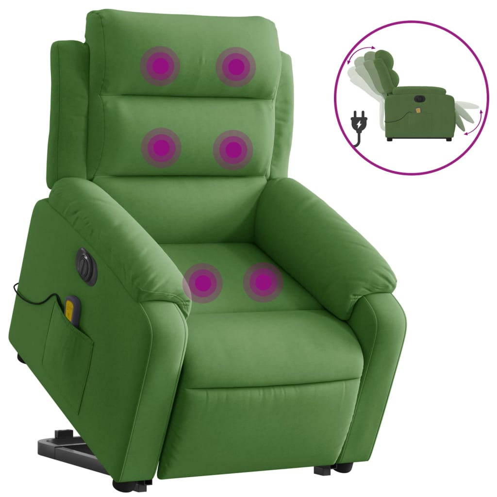 Fauteuil inclinable de massage électrique vert clair velours - XIOS