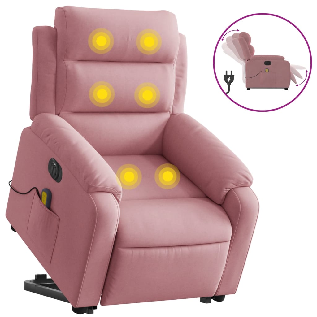 Fauteuil inclinable de massage électrique rose velours - XIOS