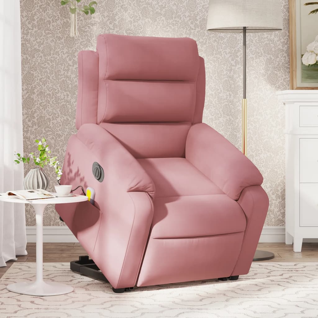 Fauteuil inclinable de massage électrique rose velours - XIOS