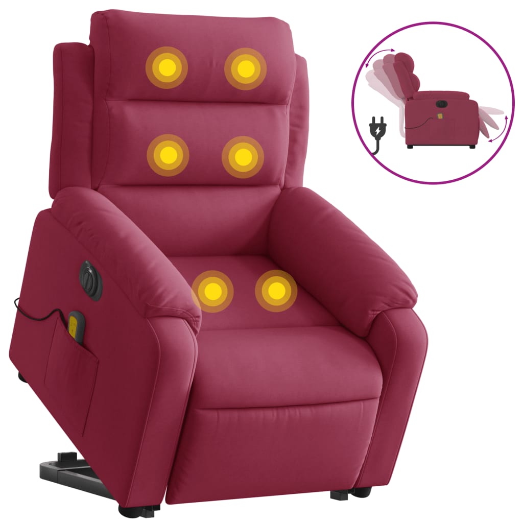 Fauteuil inclinable de massage électrique rouge bordeaux - XIOS