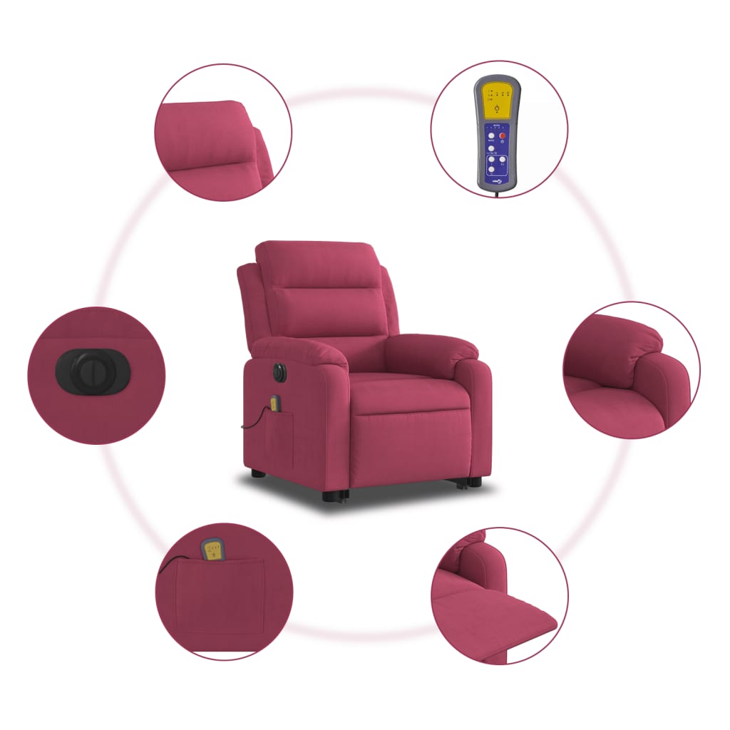Fauteuil inclinable de massage électrique rouge bordeaux - XIOS