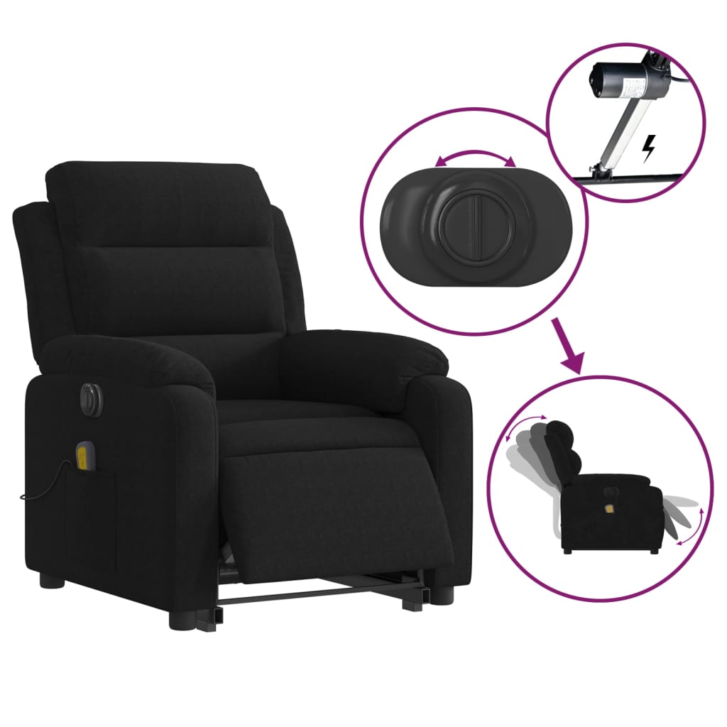 Fauteuil inclinable de massage électrique noir velours - XIOS