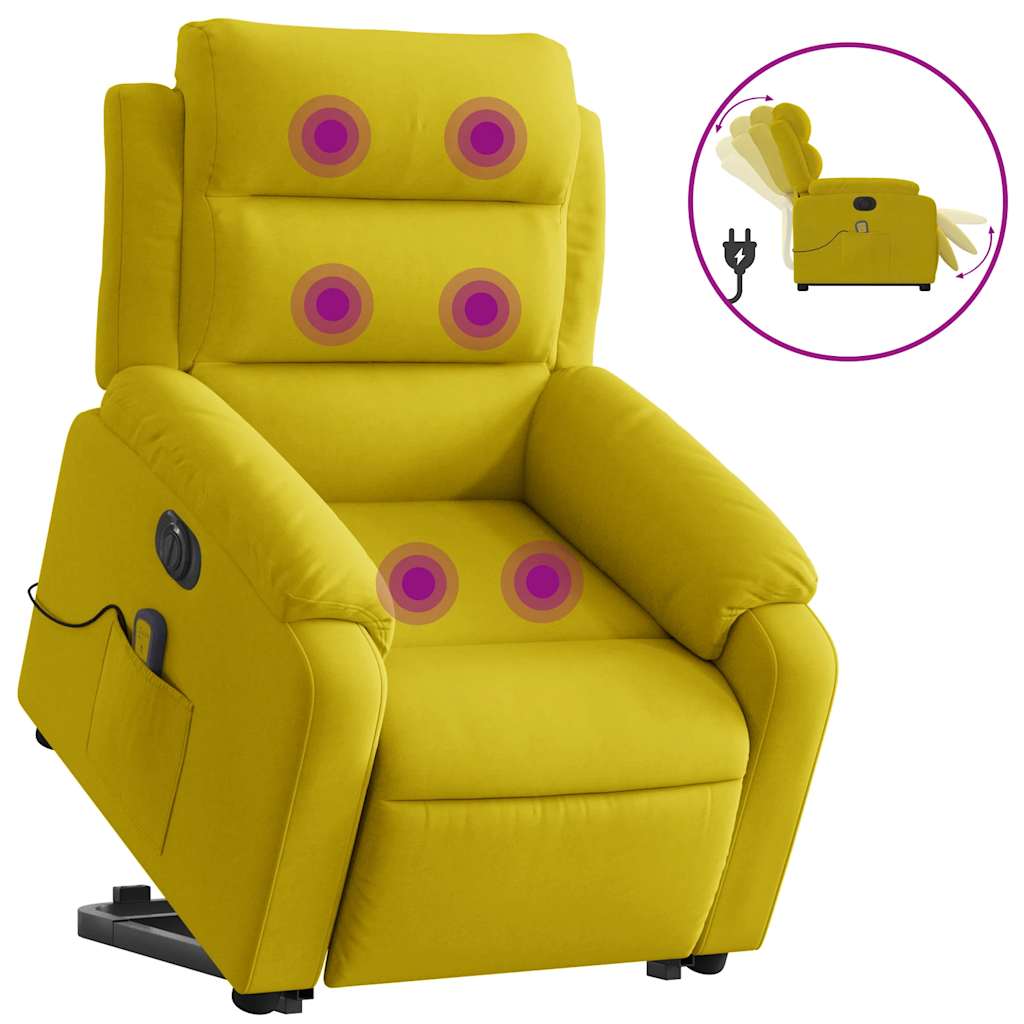 Fauteuil inclinable de massage électrique jaune velours - XIOS