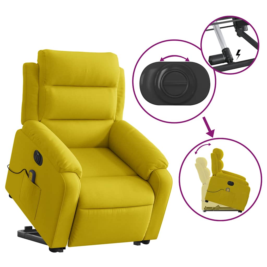 Fauteuil inclinable de massage électrique jaune velours - XIOS