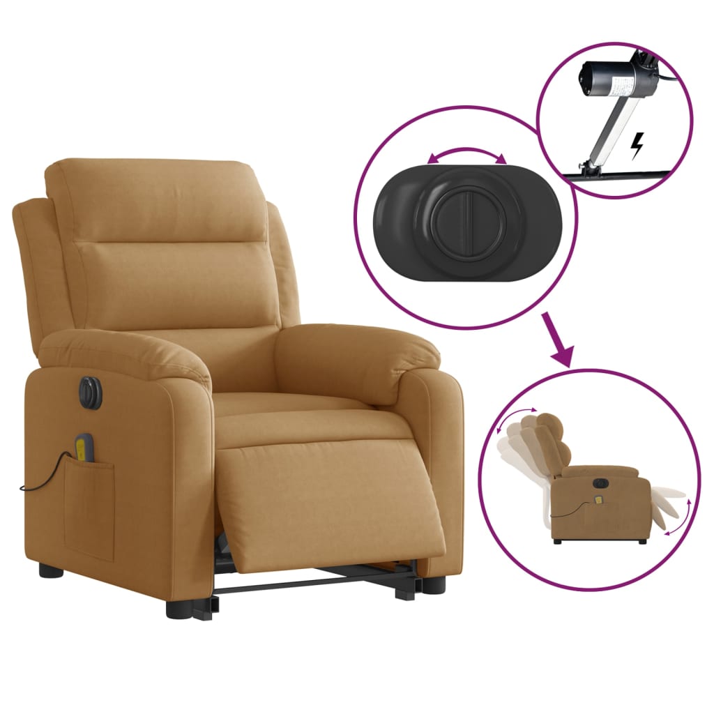 Fauteuil inclinable de massage électrique marron velours
