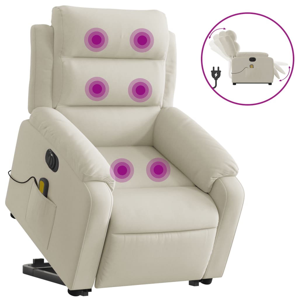 Fauteuil inclinable de massage électrique crème velours - XIOS
