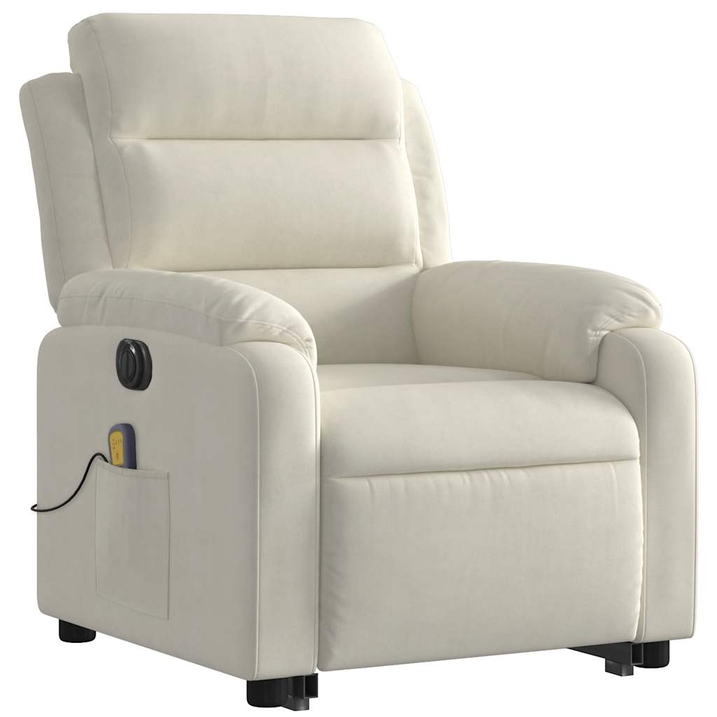 Fauteuil inclinable de massage électrique crème velours - XIOS