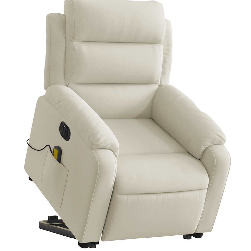 Fauteuil inclinable de massage électrique crème velours - XIOS