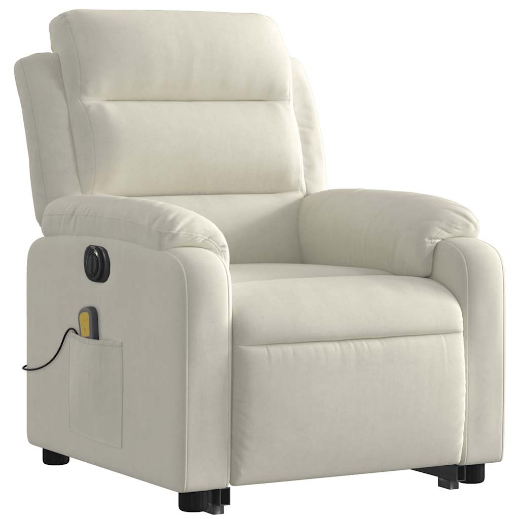 Fauteuil inclinable de massage électrique crème velours - XIOS