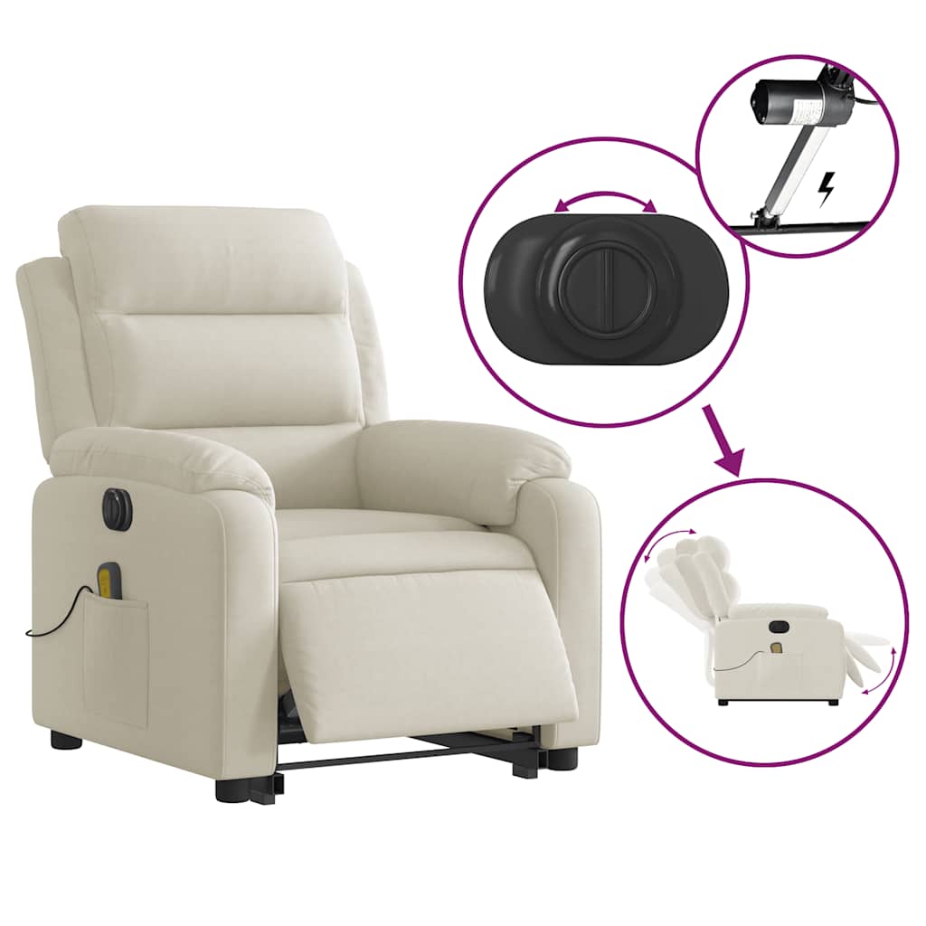 Fauteuil inclinable de massage électrique crème velours - XIOS