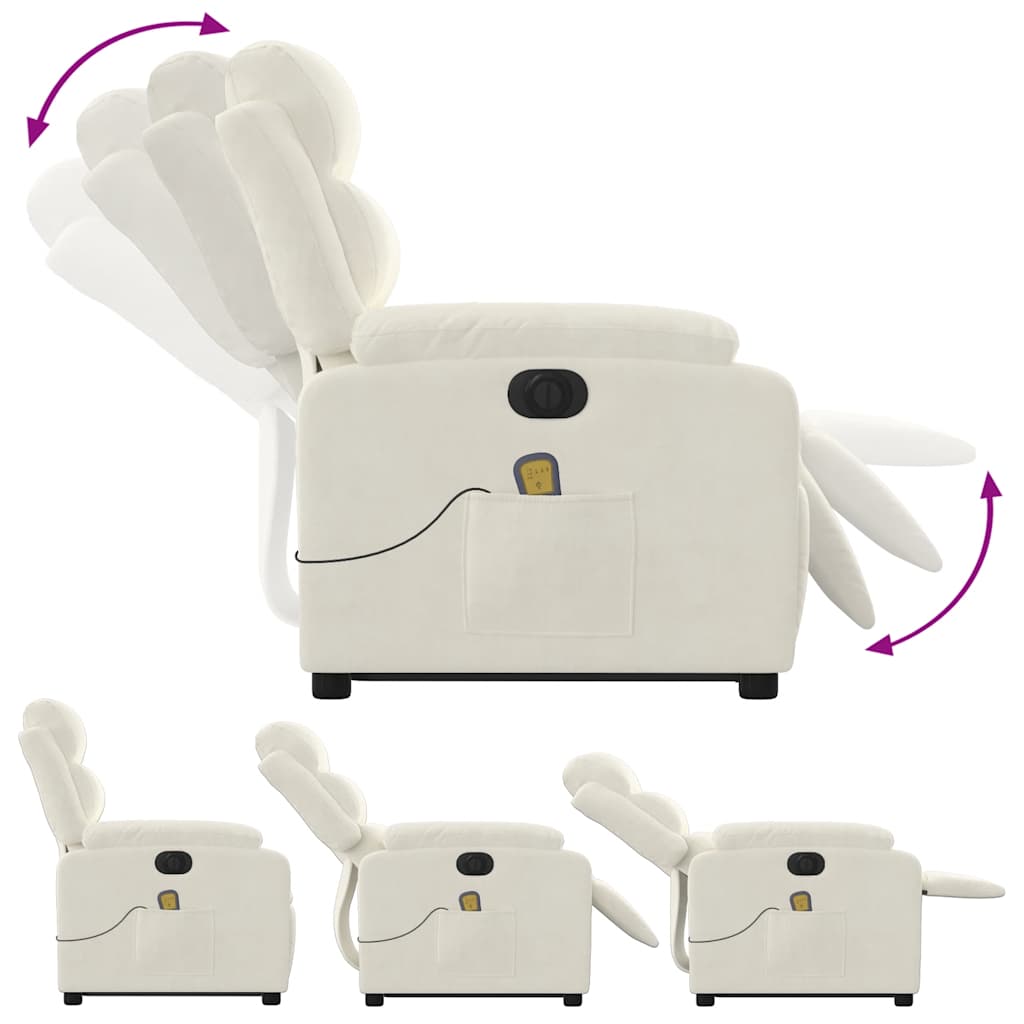 Fauteuil inclinable de massage électrique crème velours - XIOS