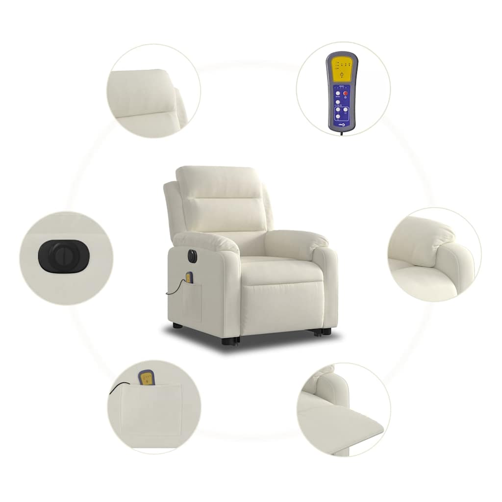 Fauteuil inclinable de massage électrique crème velours - XIOS